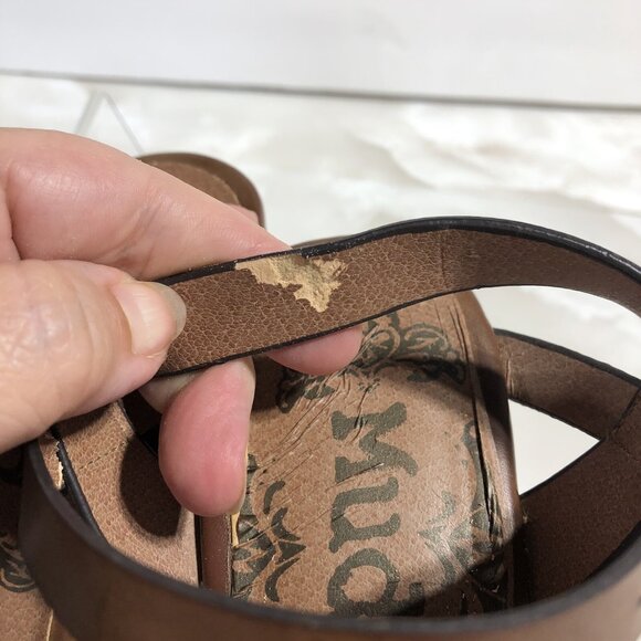 Mudd Kylie Cognac Y2K Style Wedge Brown Sandals Tan Straps Adjustable shoes Sz 7 - Picture 4 of 11